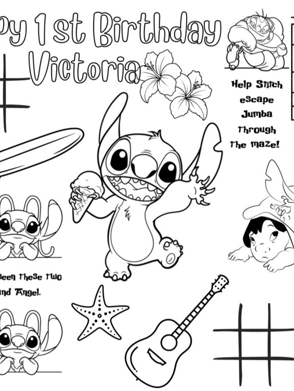 Lilo & Stitch Coloring Page - Color Placemats